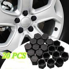 21mm BLACK 20pcs Universal Car Silicone Wheel Lugs Nuts Bolts Covers Protective Cap