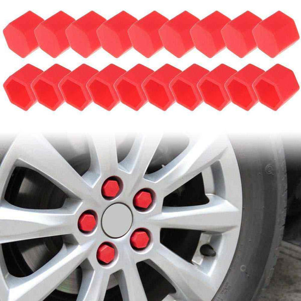 21mm RED 20pcs Universal Car Silicone Wheel Lugs Nuts Bolts Covers Protective Cap