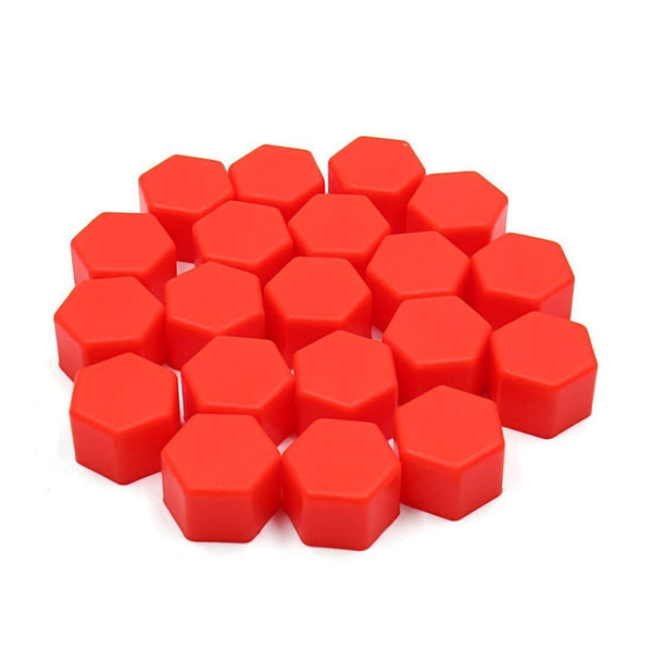 21mm RED 20pcs Universal Car Silicone Wheel Lugs Nuts Bolts Covers Protective Cap