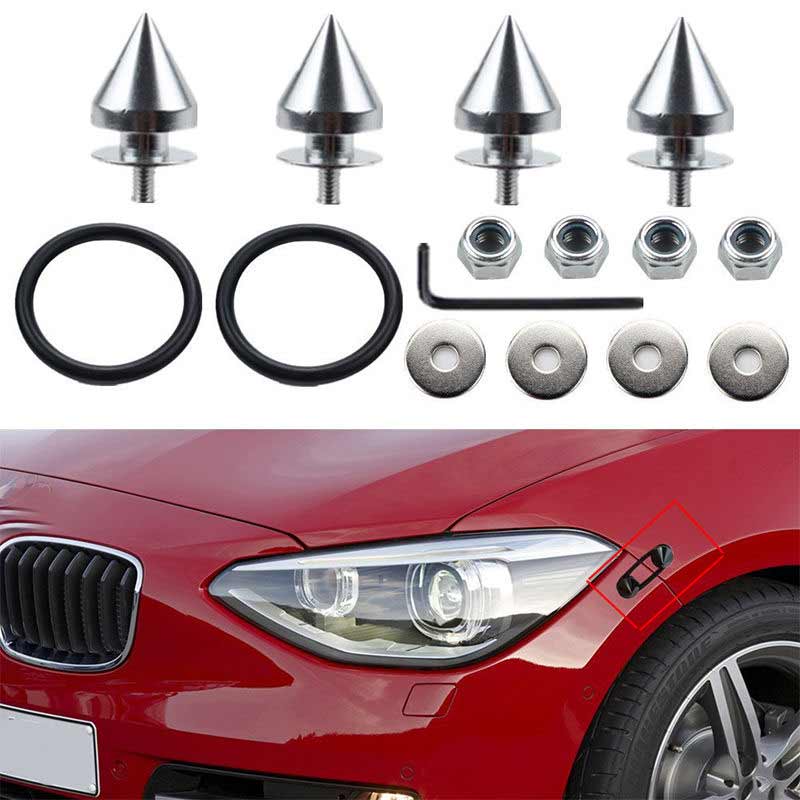 Silver Finish JDM Quick Release Fasteners For Car Bumpers Trunk Fender Hatch Lids Kit (Stud)