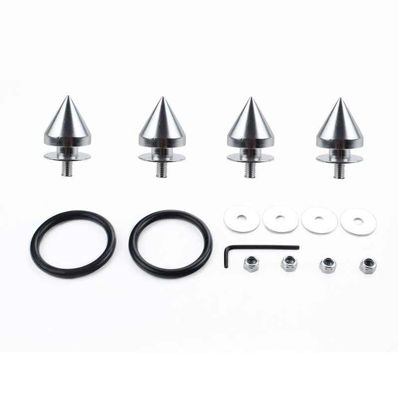 Silver Finish JDM Quick Release Fasteners For Car Bumpers Trunk Fender Hatch Lids Kit (Stud)