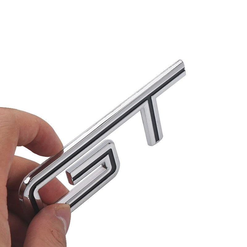 Silver Black GT Logo Car Emblem 3D Metal Badge Auto Racing Sport Sticker Tourer Decal