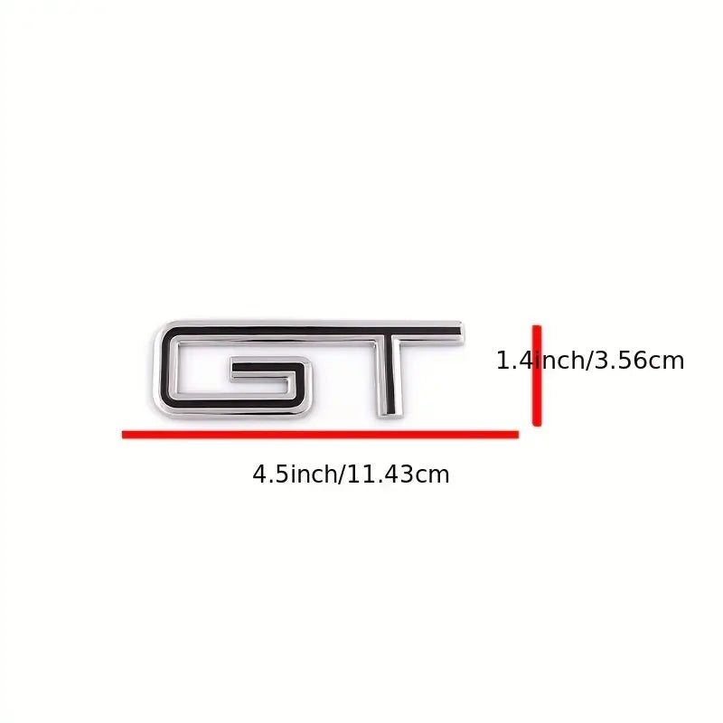 Silver Black GT Logo Car Emblem 3D Metal Badge Auto Racing Sport Sticker Tourer Decal