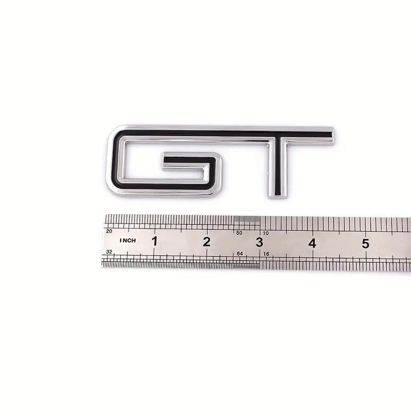 Silver Black GT Logo Car Emblem 3D Metal Badge Auto Racing Sport Sticker Tourer Decal