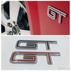 Silver Black GT Logo Car Emblem 3D Metal Badge Auto Racing Sport Sticker Tourer Decal