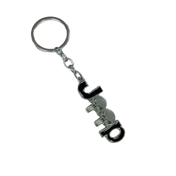 Silver Black JEEP 3D Logo Emblem Metal Keychain For Bikes And Cars