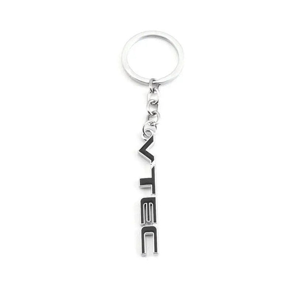 Silver Black VTEC 3D Logo Emblem Metal Keychain For Bikes And Cars