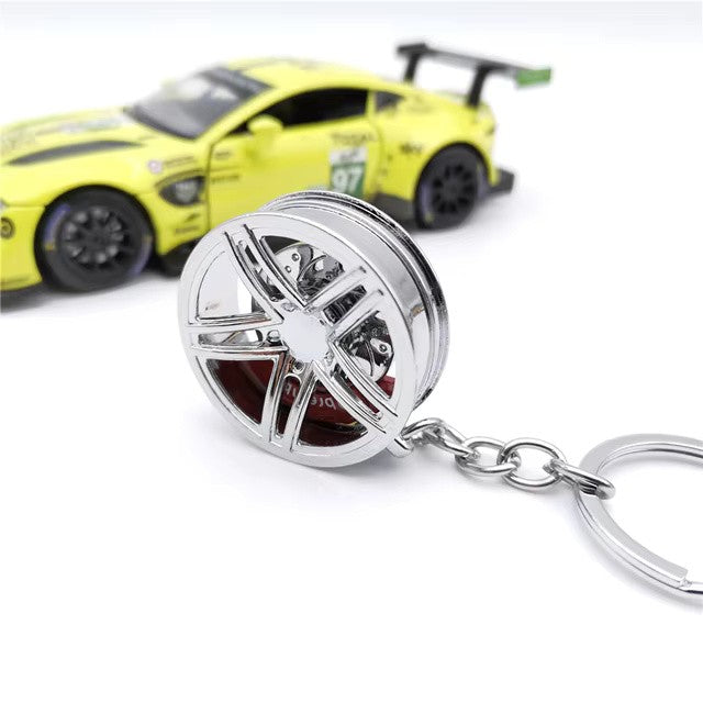 High Quality Metal Tire Keychain With Moving Brake Disc For Car Enthusiasts, Mechanics, And Racing Fans