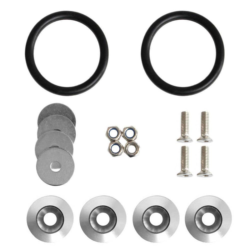 Silver Finish JDM Quick Release Fasteners For Car Bumpers Trunk Fender Hatch Lids Kit.
