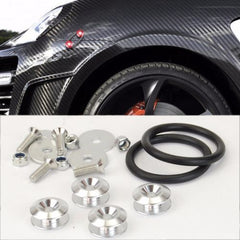 Silver Finish JDM Quick Release Fasteners For Car Bumpers Trunk Fender Hatch Lids Kit.