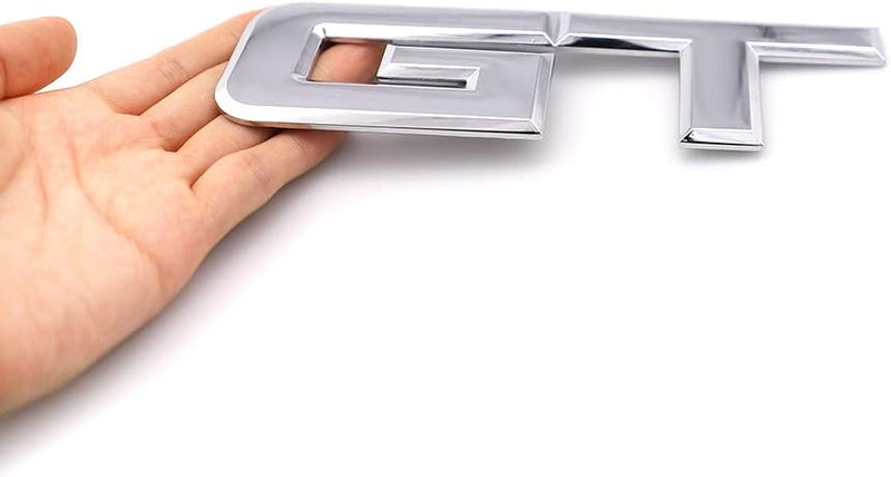 Silver Metal GT Auto Rear Tailgate Badge Emblem Fender Trunk Lid Self Adhesive Sticker For Car