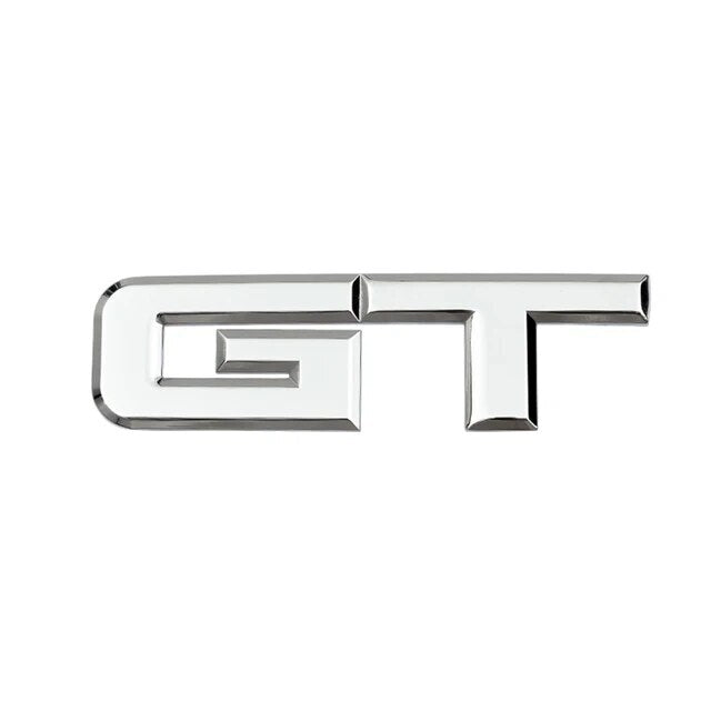 Silver Metal GT Auto Rear Tailgate Badge Emblem Fender Trunk Lid Self Adhesive Sticker For Car
