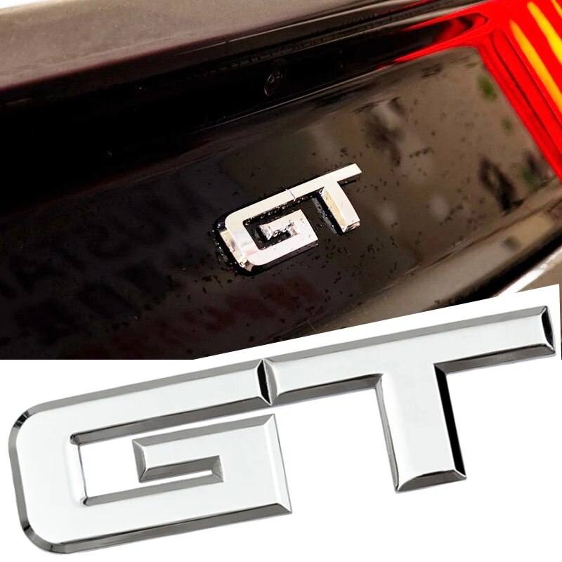 Silver Metal GT Auto Rear Tailgate Badge Emblem Fender Trunk Lid Self Adhesive Sticker For Car