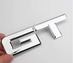 Silver Metal GT Auto Rear Tailgate Badge Emblem Fender Trunk Lid Self Adhesive Sticker For Car