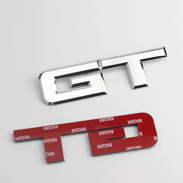 Silver Metal GT Auto Rear Tailgate Badge Emblem Fender Trunk Lid Self Adhesive Sticker For Car