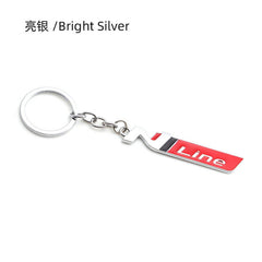 Silver Red N Line 3D Logo Emblem Metal Keychain For Bikes And Cars