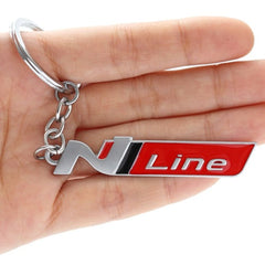 Silver Red N Line 3D Logo Emblem Metal Keychain For Bikes And Cars