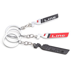 Silver Red N Line 3D Logo Emblem Metal Keychain For Bikes And Cars