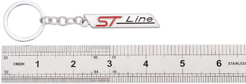 Silver ST Line 3D Logo Emblem Metal Keychain For Bikes And Cars