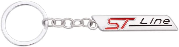 Silver ST Line 3D Logo Emblem Metal Keychain For Bikes And Cars