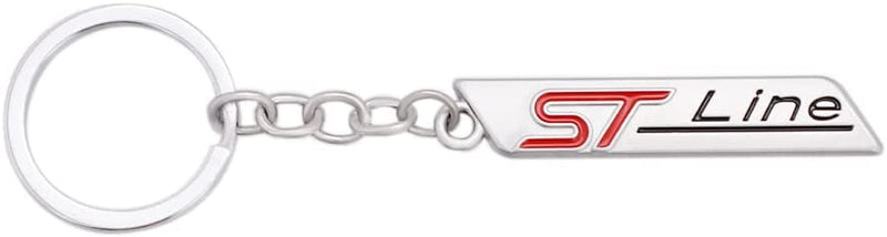 Silver ST Line 3D Logo Emblem Metal Keychain For Bikes And Cars