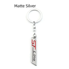 Silver ST Line 3D Logo Emblem Metal Keychain For Bikes And Cars