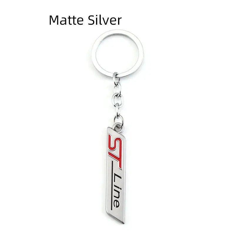 Silver ST Line 3D Logo Emblem Metal Keychain For Bikes And Cars