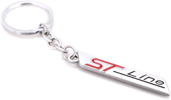 Silver ST Line 3D Logo Emblem Metal Keychain For Bikes And Cars