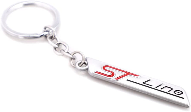 Silver ST Line 3D Logo Emblem Metal Keychain For Bikes And Cars