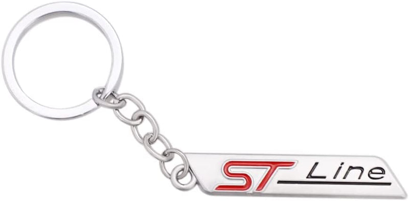Silver ST Line 3D Logo Emblem Metal Keychain For Bikes And Cars