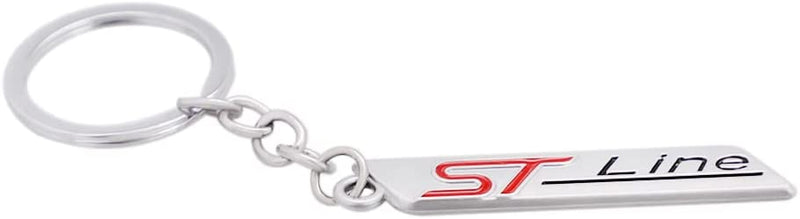 Silver ST Line 3D Logo Emblem Metal Keychain For Bikes And Cars