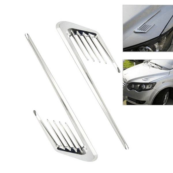 2PCS Chrome Car SUV Air Flow Fender Side Vent Decoration Sticker Accessories