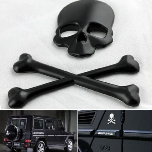 2015 NEW Black Car Auto Logo 3D Metal Emblem Badge Decals Skeleton Skull Bone
