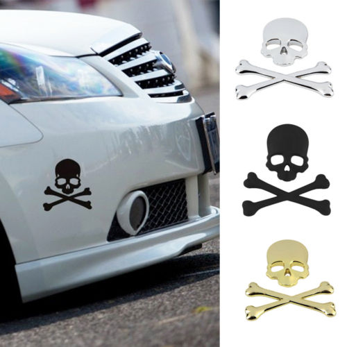 2015 NEW Silver Car Auto Logo 3D Metal Emblem Badge Decals Skeleton Skull Bone