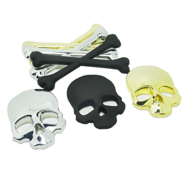2015 NEW Black Car Auto Logo 3D Metal Emblem Badge Decals Skeleton Skull Bone