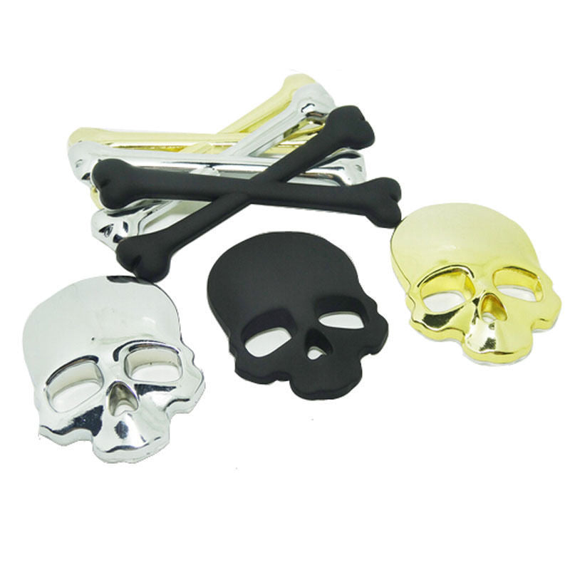 2015 NEW Black Car Auto Logo 3D Metal Emblem Badge Decals Skeleton Skull Bone