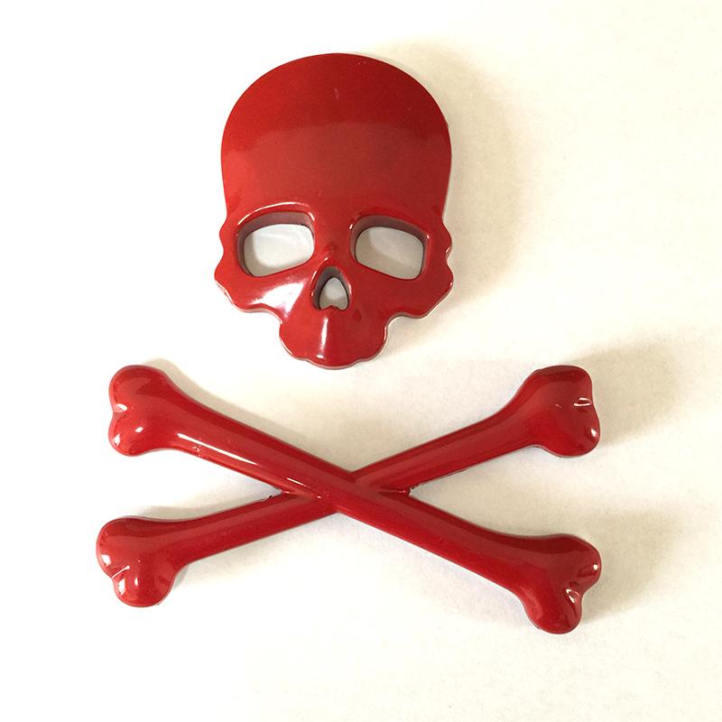 2015 NEW Red Car Auto Logo 3D Metal Emblem Badge Decals Skeleton Skull Bone
