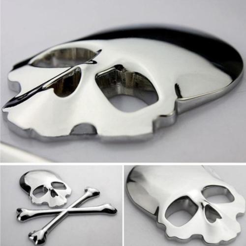 2015 NEW Silver Car Auto Logo 3D Metal Emblem Badge Decals Skeleton Skull Bone