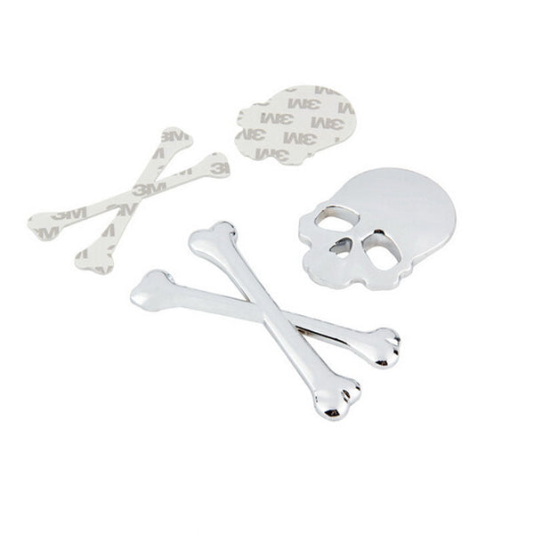 2015 NEW Silver Car Auto Logo 3D Metal Emblem Badge Decals Skeleton Skull Bone