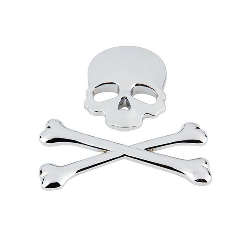 2015 NEW Silver Car Auto Logo 3D Metal Emblem Badge Decals Skeleton Skull Bone