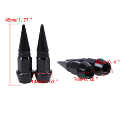 4 Pcs Universal Spike Wheel Air Valve Stem Cap Car Bike Tire Screw Dust Cover Small BLACK