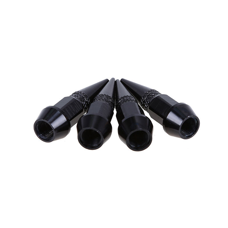 4 Pcs Universal Spike Wheel Air Valve Stem Cap Car Bike Tire Screw Dust Cover Small BLACK
