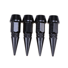 4 Pcs Universal Spike Wheel Air Valve Stem Cap Car Bike Tire Screw Dust Cover Small BLACK