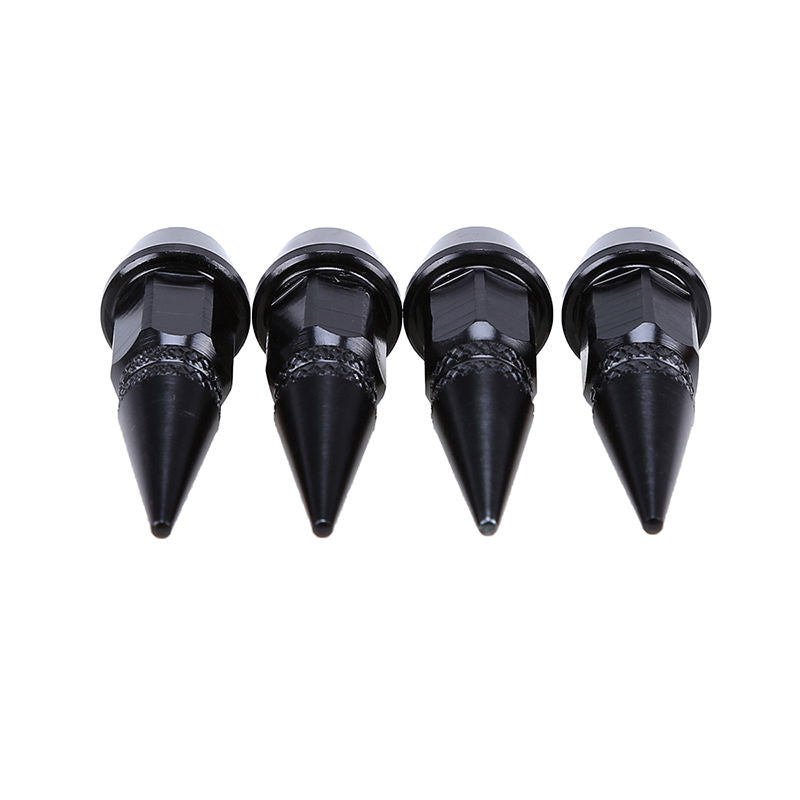 4 Pcs Universal Spike Wheel Air Valve Stem Cap Car Bike Tire Screw Dust Cover Small BLACK