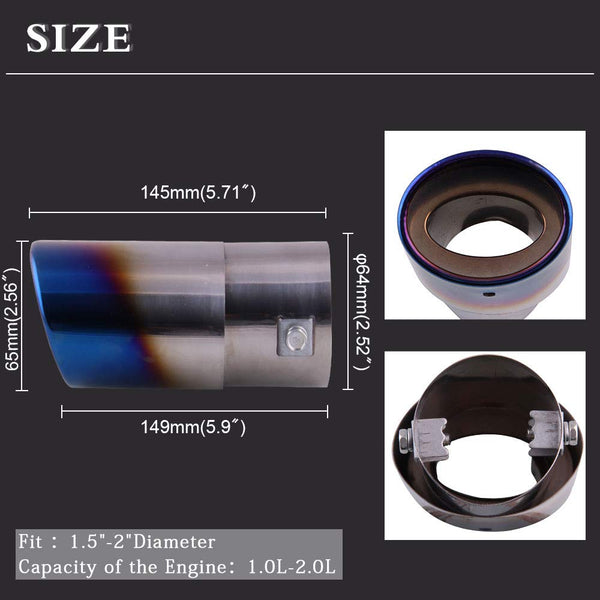 Oval Straight Chamilion Color Universal Stainless Steel Exhaust Tip Pipe Car Rear Exhaust Muffler Modification