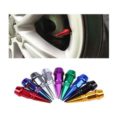 4 Pcs Universal Spike Wheel Air Valve Stem Cap Car Bike Tire Screw Dust Cover Small BLACK