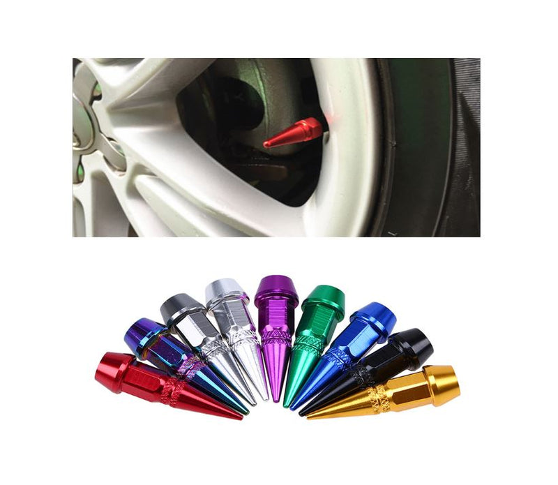 4 Pcs Universal Spike Wheel Air Valve Stem Cap Car Bike Tire Screw Dust Cover Small BLACK