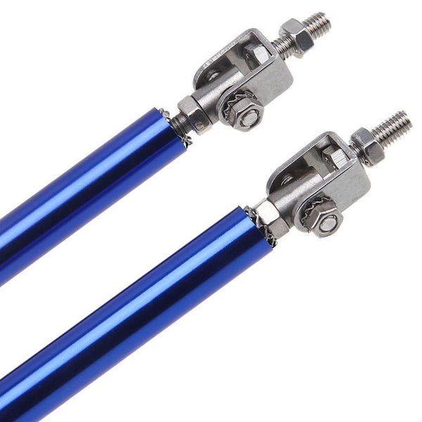 2pcs Blue MEDIUM Adjustable Universal Front Rear Bumper Lip Splitter Strut Brace Rod Support Bar