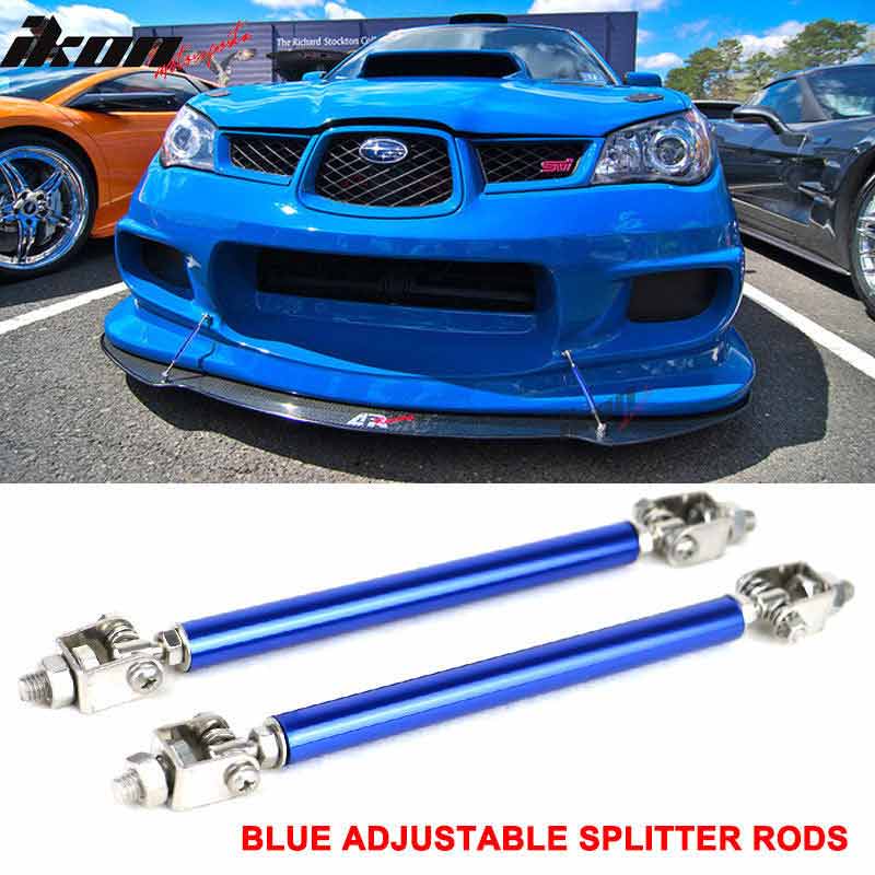 2pcs Blue LARGE Adjustable Universal Front Rear Bumper Lip Splitter Strut Brace Rod Support Bar