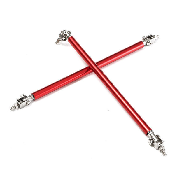 2pcs 20cm Red Extra LARGE Adjustable Universal Front Rear Bumper Lip Splitter Strut Brace Rod Support Bar